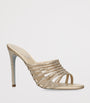 René Caovilla Gold Satin Strappy Heeled Mules 105