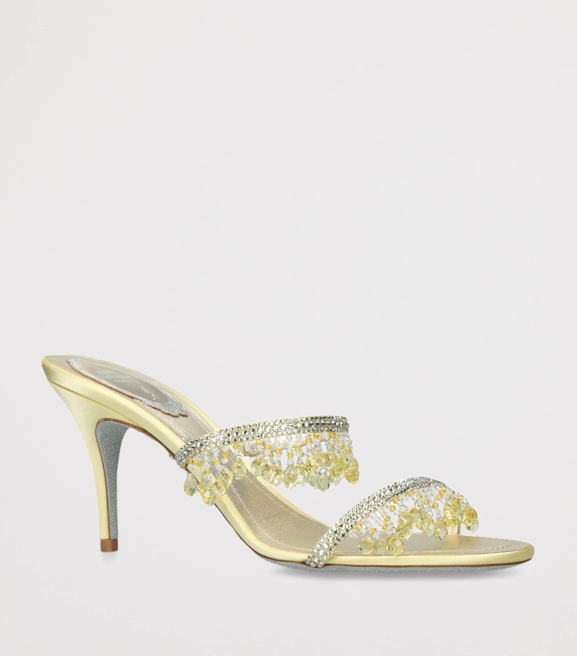 René Caovilla Satin Chandelier Heeled Mules 80