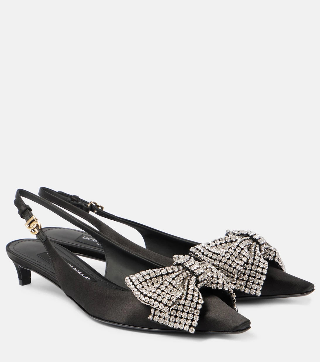 Dolce&Gabbana - Embellished satin slingback pumps
