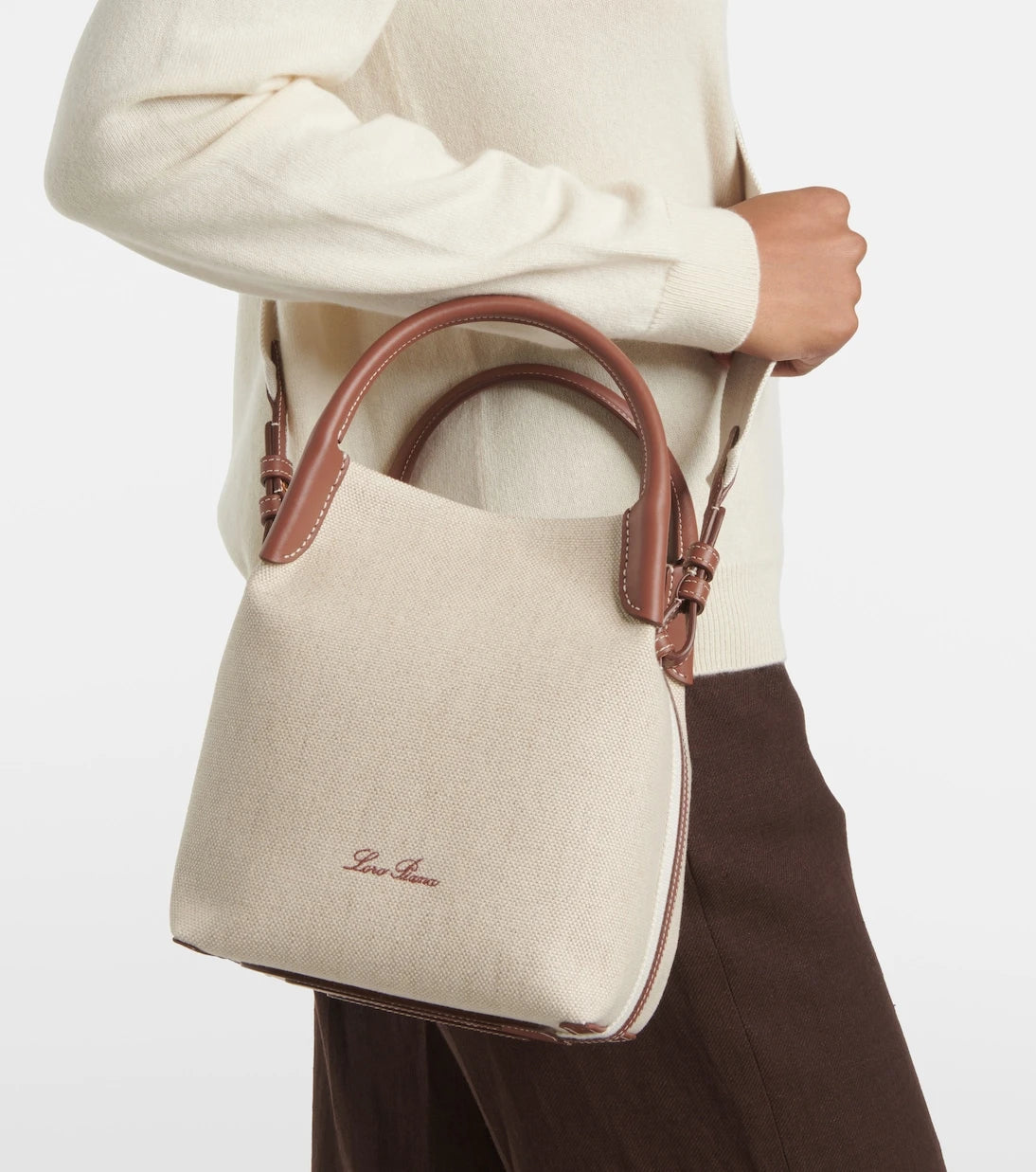 Loro Piana - Bale Small leather-trimmed canvas tote bag