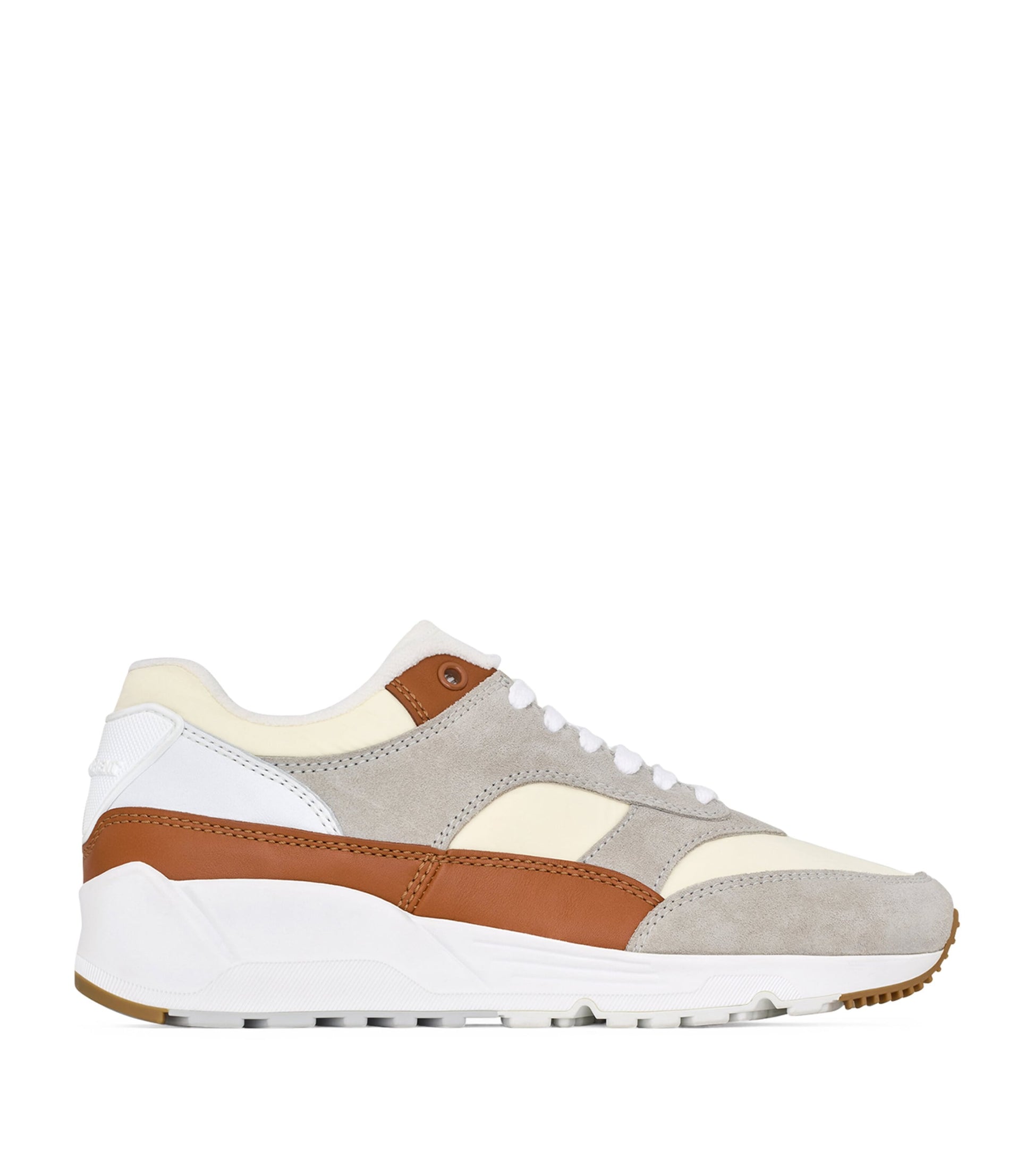 Saint Laurent White Suede-Trim Bump Sneakers