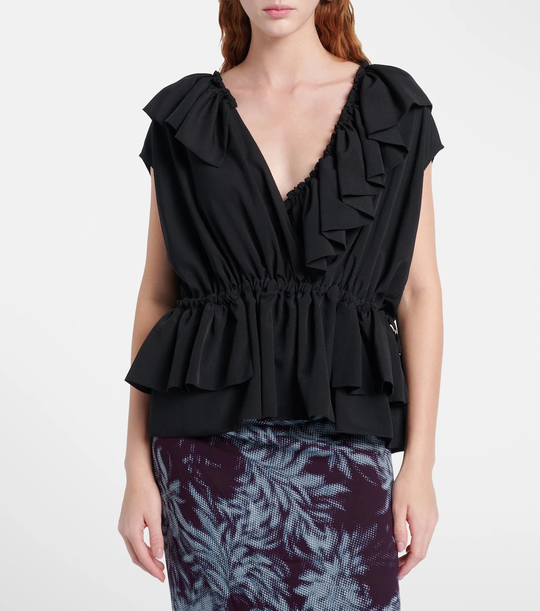 Dries Van Noten - Ruffled jersey top