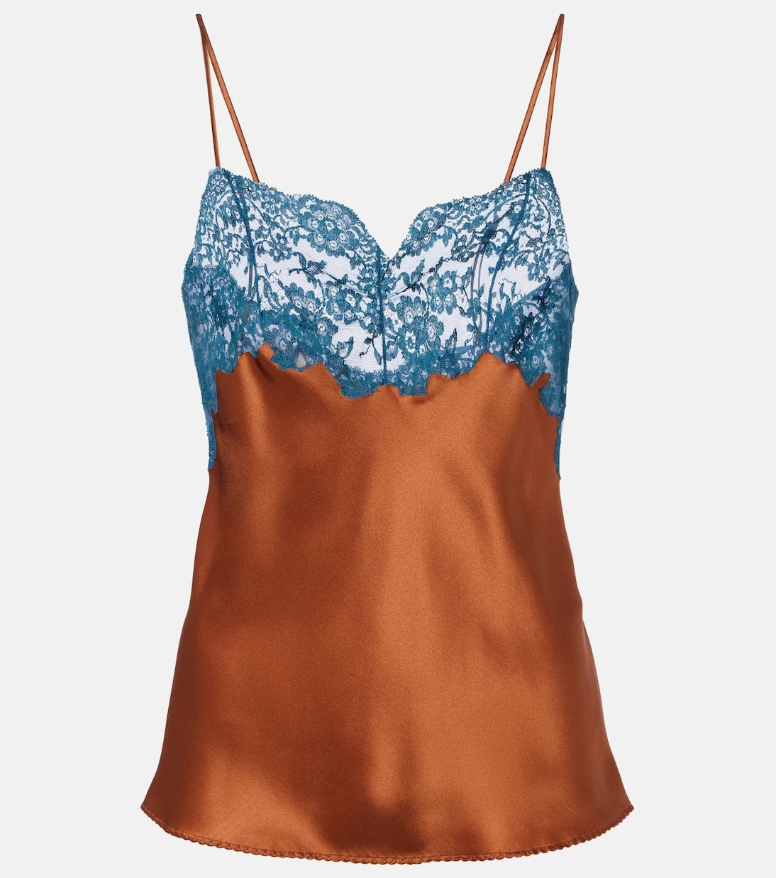Saint Laurent - Lace-trimmed silk satin camisole