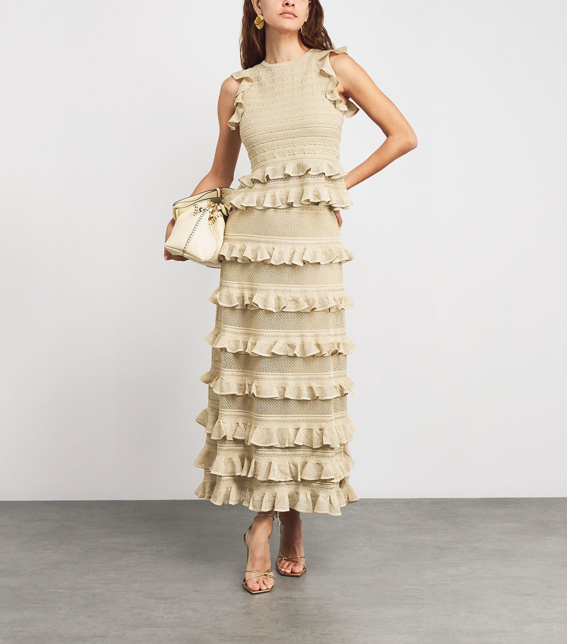 Zimmermann Gold Knit Halterneck Hypnotic Top