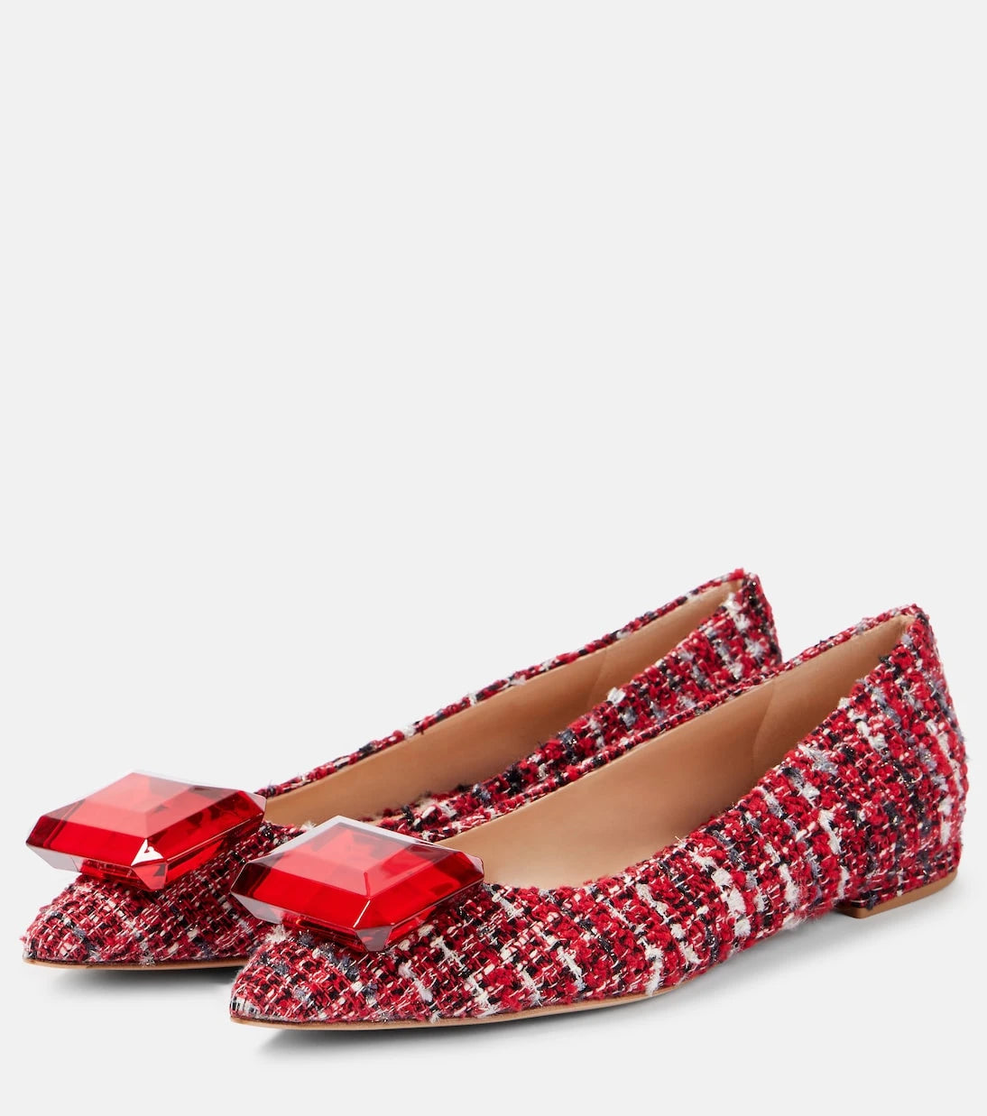 Gianvito Rossi - Embellished bouclé ballet flats