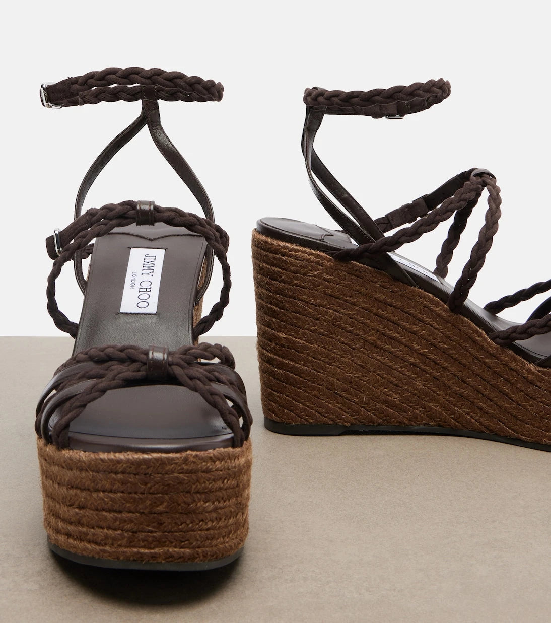 Jimmy Choo - Nyra braided leather espadrille wedges