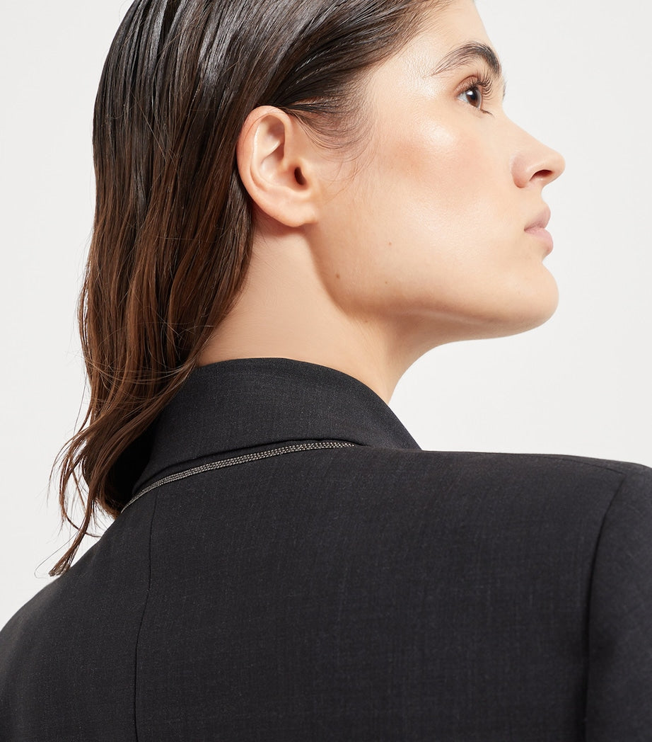 Brunello Cucinelli Black Tropical Luxury Wool Blazer