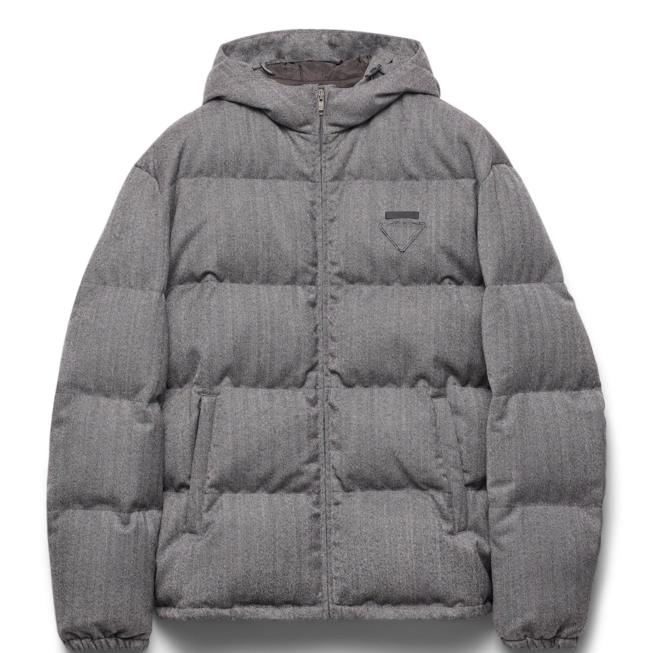 Prada Grey Wool Fleece Puffer Jacket