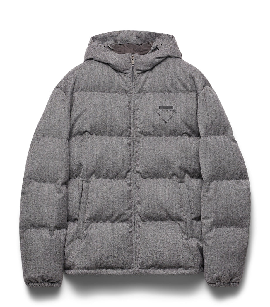 Prada Grey Wool Fleece Puffer Jacket