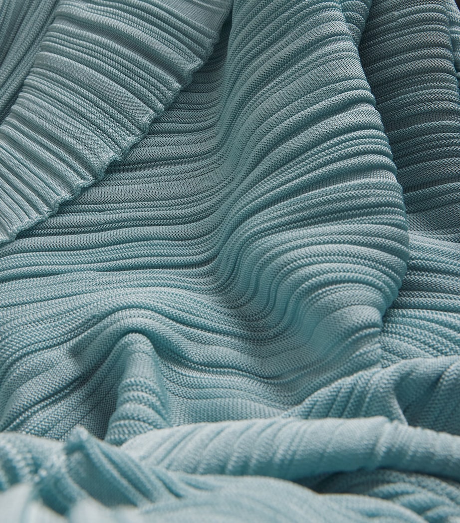 VALENTI Blue Knitted V-Neck Maxi Dress