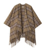 Beige Wool-Cashmere Check Cape