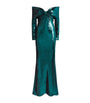 Zuhair Murad Blue Sequinned Off-The-Shoulder Gown