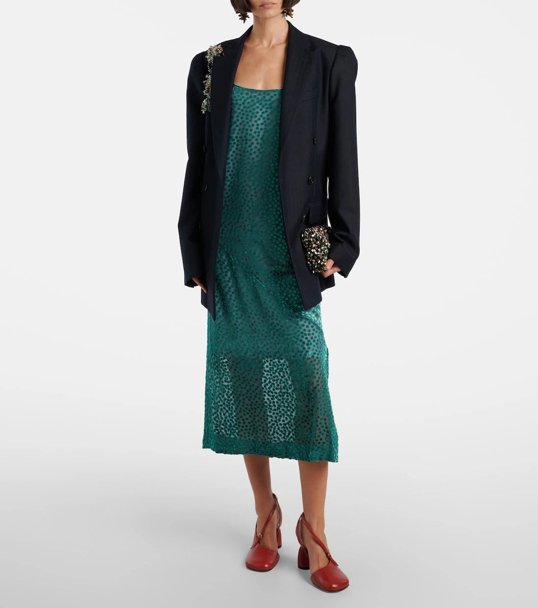 Dries Van Noten - Puantiye devore iç elbise