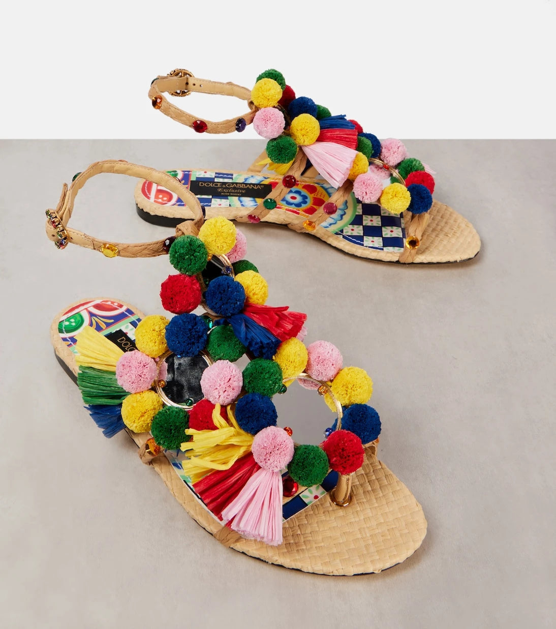 Dolce&Gabbana - Embellished raffia sandals