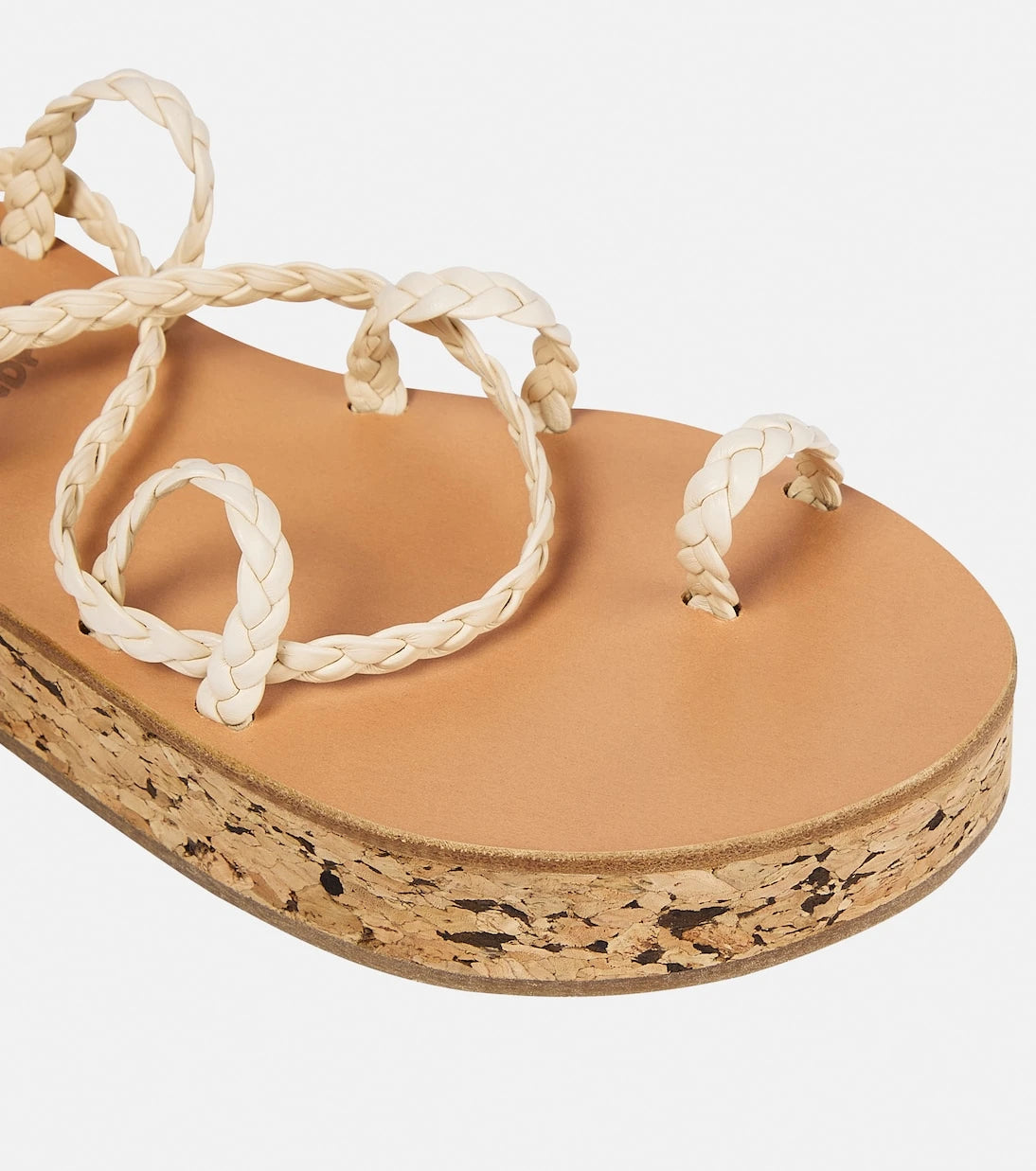 Ancient Greek Sandals - صندل كاريياتس الجلدي بكعب منصة