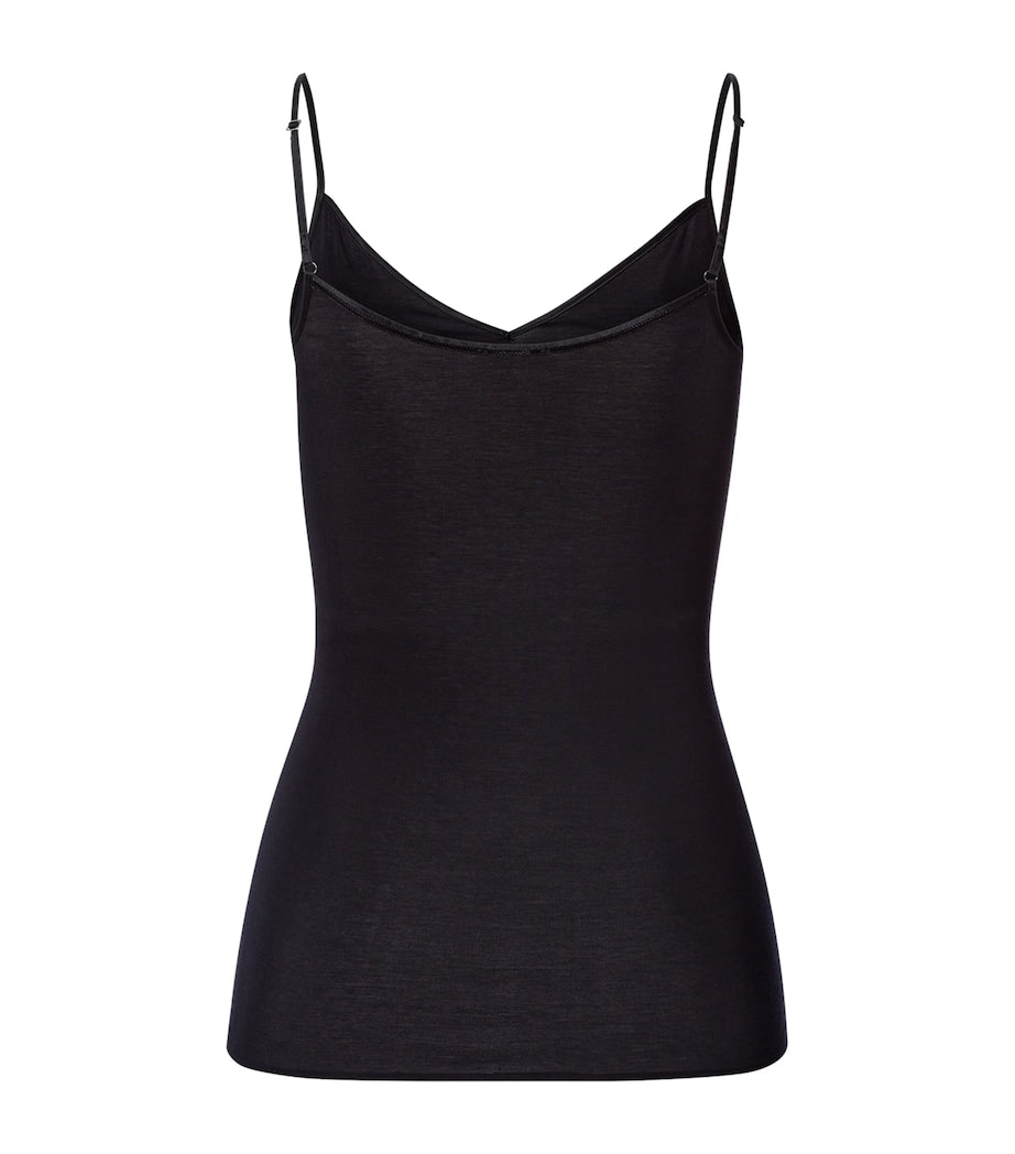Hanro Black Embellished Cotton Seamless Camisole