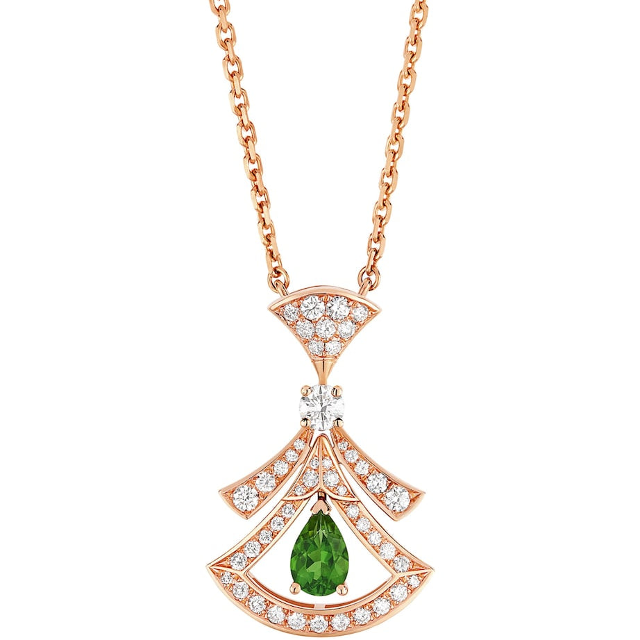 Rose Gold, Diamond and Green Tourmaline Divas' Dream Necklace