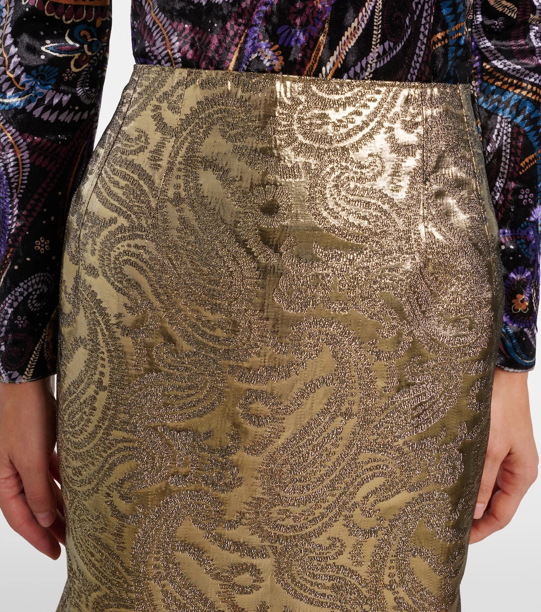 Etro - تنورة ميدي من قماش البروكار بنقشة البيزلي