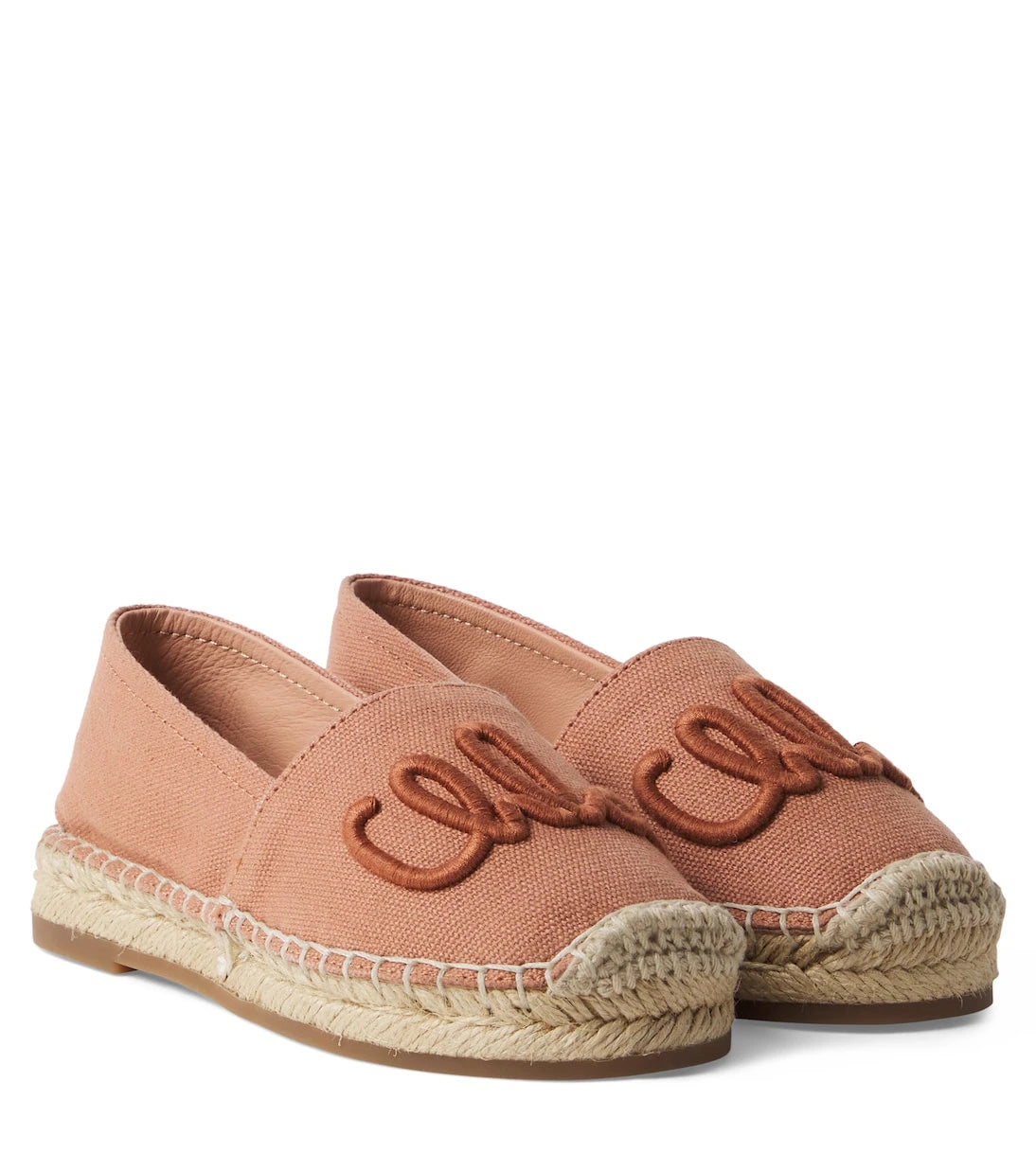 Chloé Kids - Logo leather-trimmed espadrilles