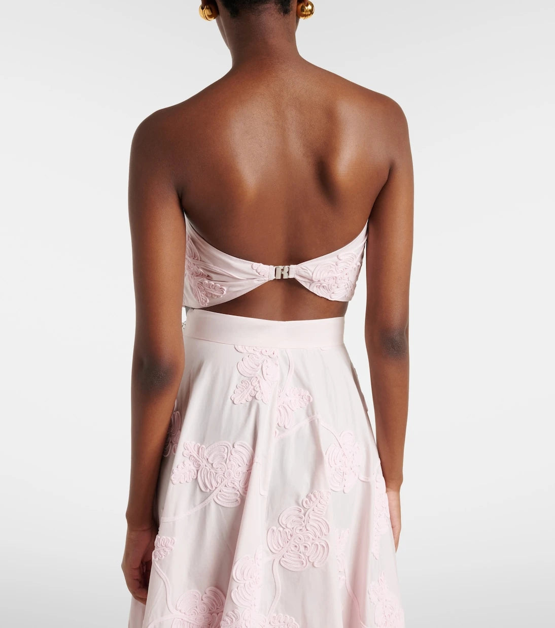 Rotate - Appliqué strapless cotton top