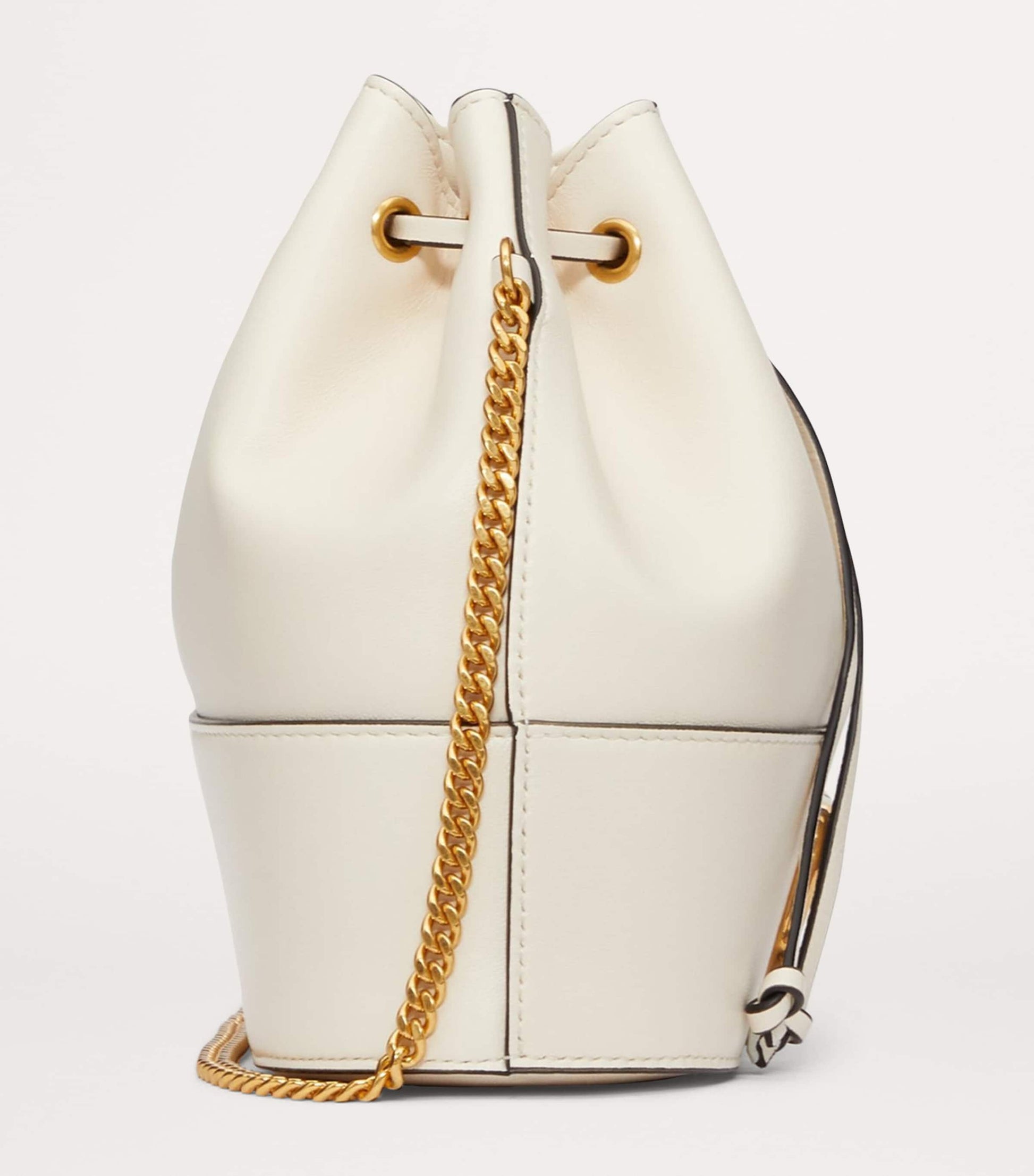 Valentino Garavani White Leather VLogo Bucket Bag