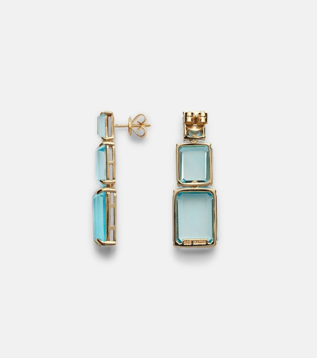Mateo - Arithmetic Composition 14kt gold drop earrings with topaz