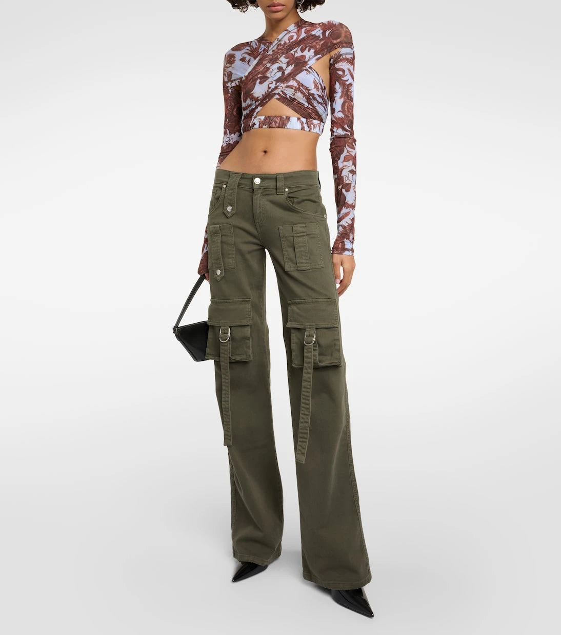 KNWLS - Floral cutout jersey crop top