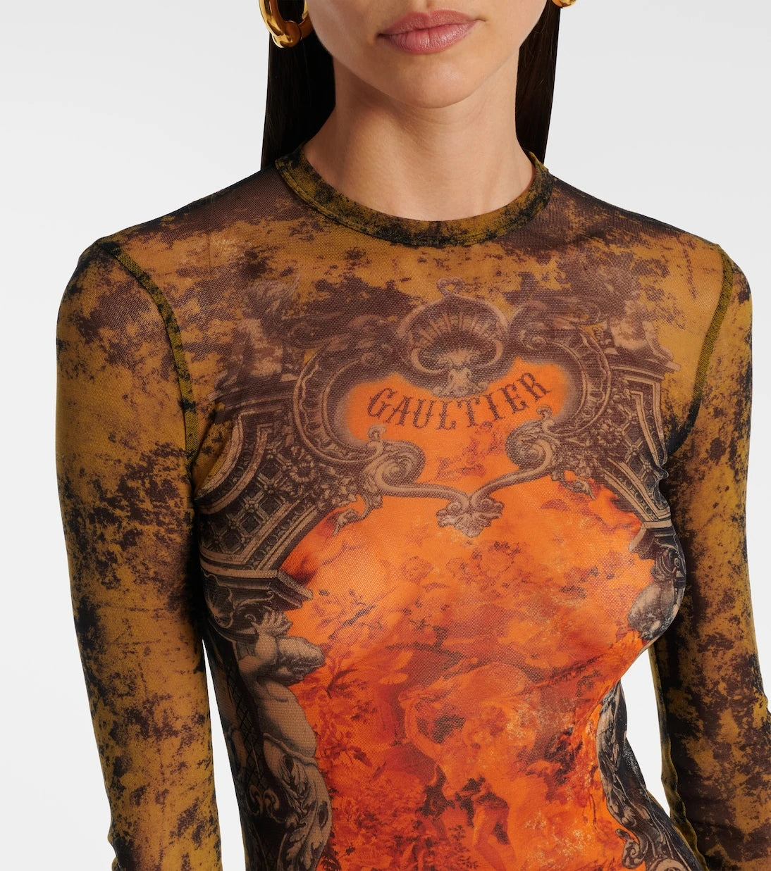 Jean Paul Gaultier - Médallion printed mesh maxi dress