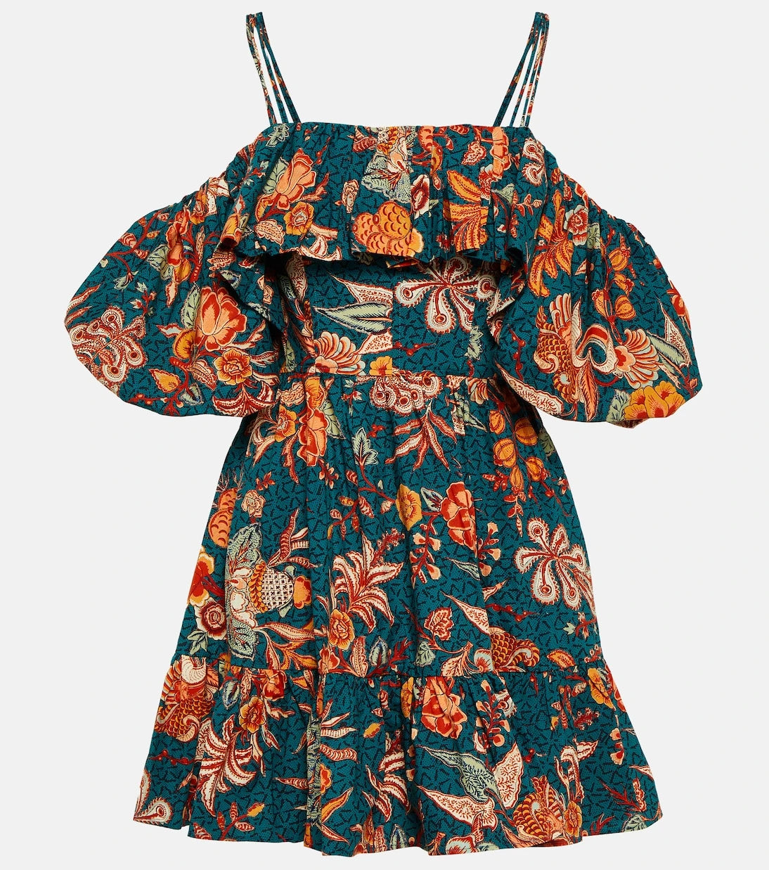 Ulla Johnson - Lila çiçekli pamuk poplin mini elbise