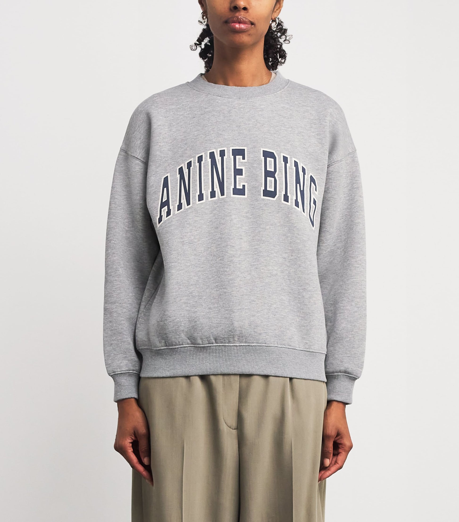 ANINE BING Grey Cotton-Blend Spencer Sweatshirt