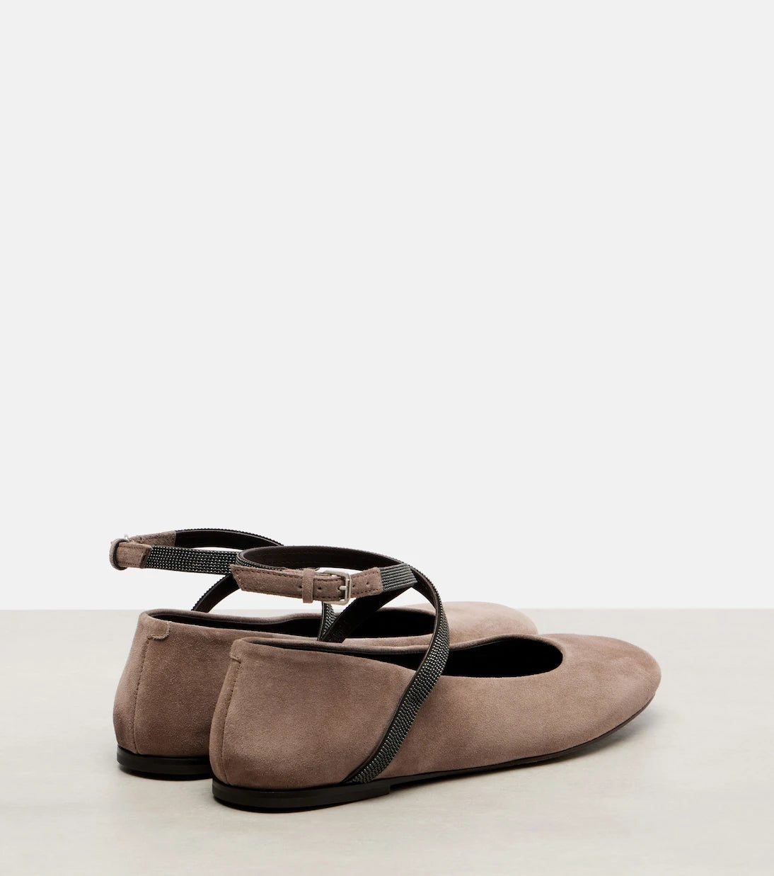 Brunello Cucinelli - Monili suede ballerina flats