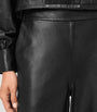 AllSaints Black Leather Ash Lea Trousers