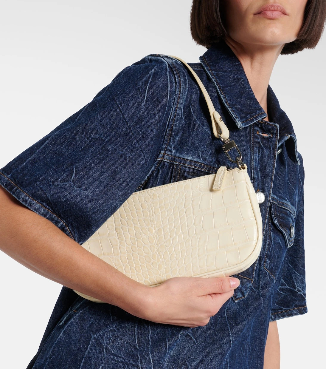 By Far - Rachel croc-effect leather shoulder bag