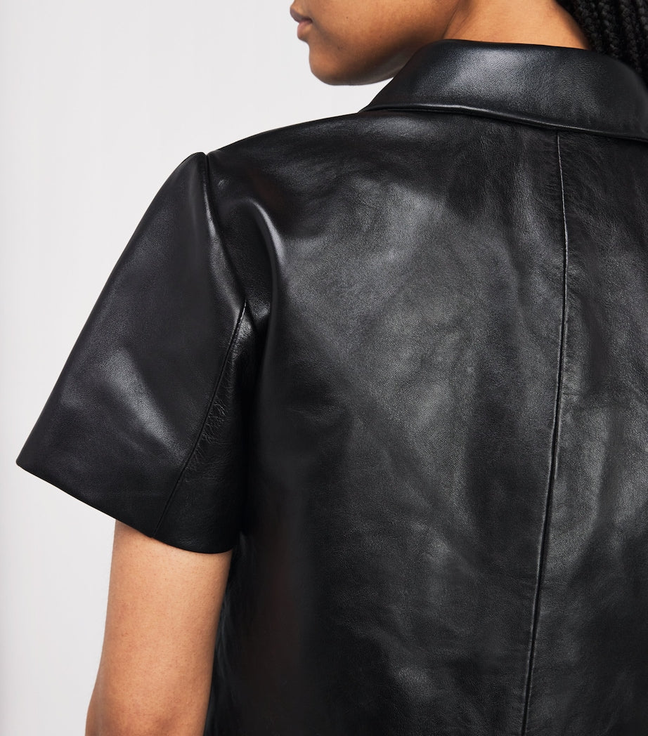 Maje Black Cropped Leather Jacket