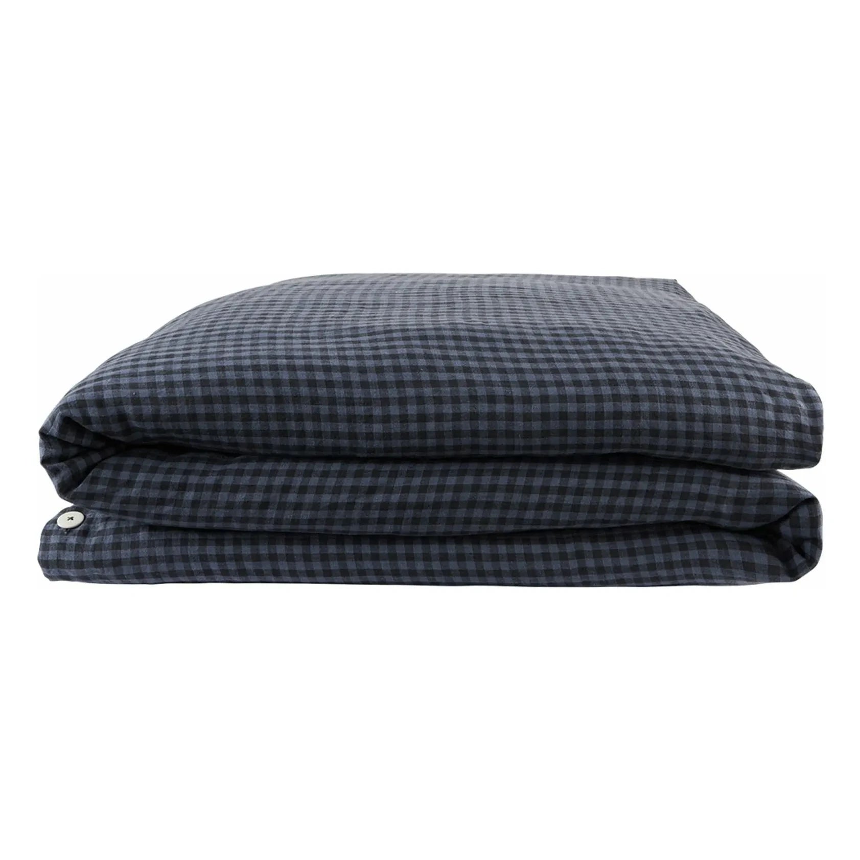 Gabrielle Paris - Comforter cover in washed linen | Vichy Marine