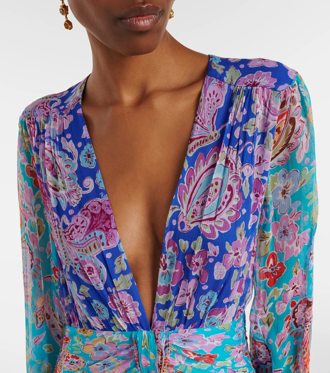 Rixo - Meera floral gathered chiffon maxi dress