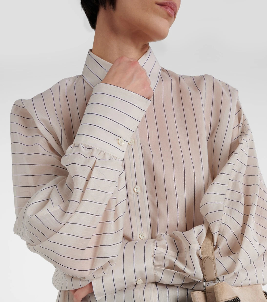 Brunello Cucinelli - Cotton-blend lamé shirt