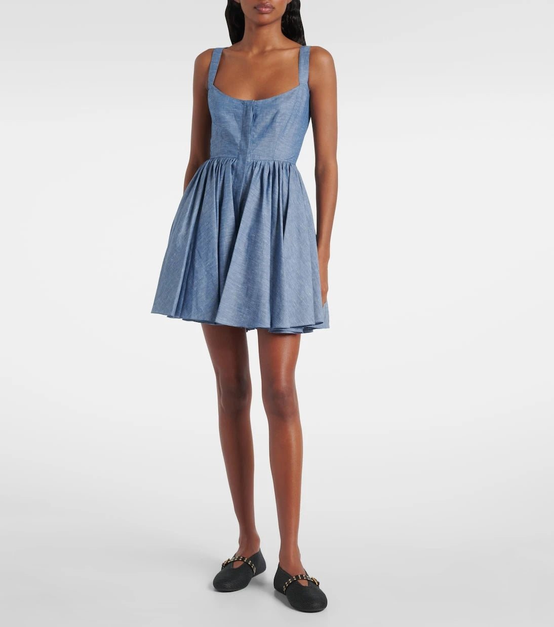 Alaïa - Leather-trimmed ballet flats