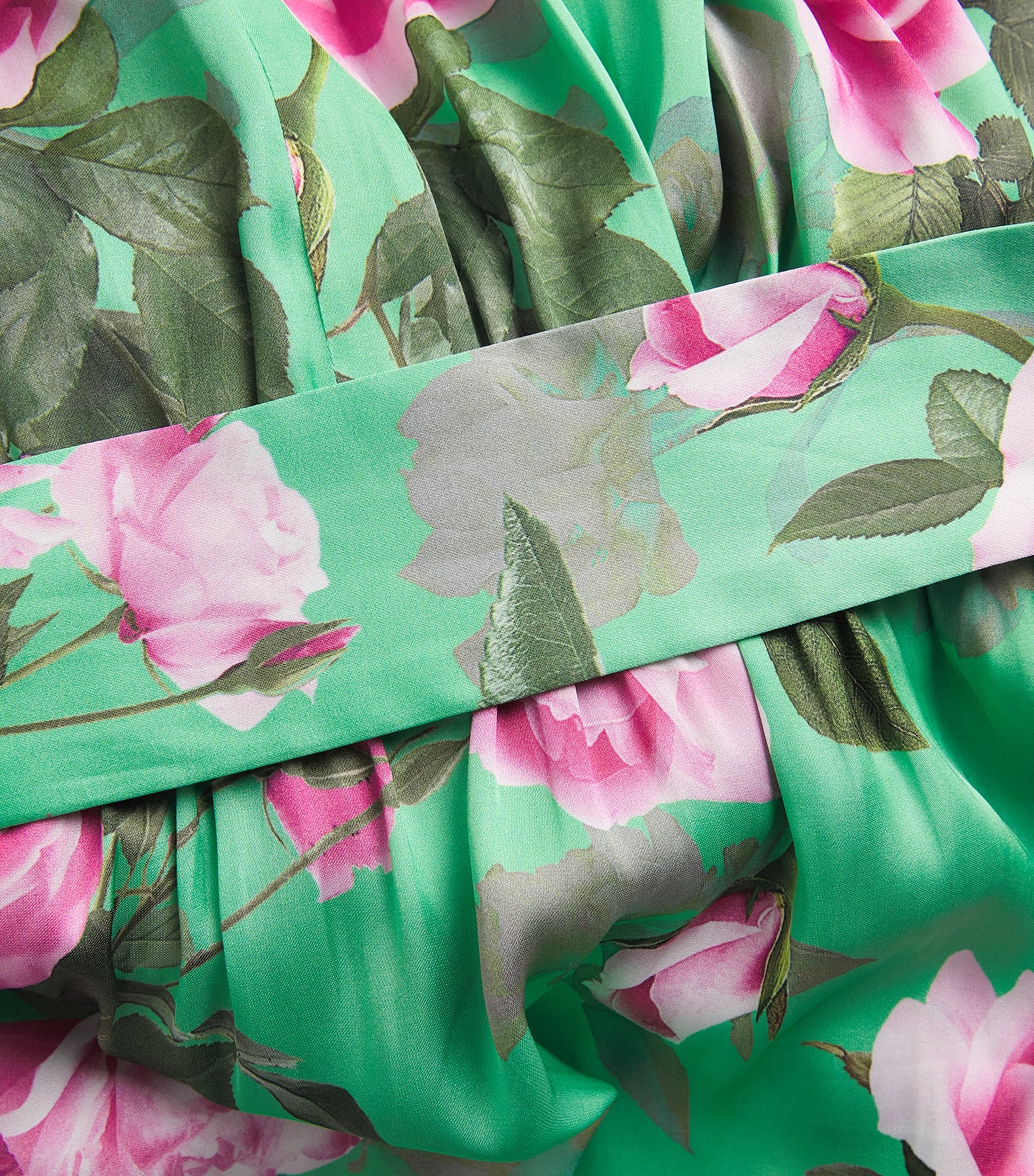 L'Agence Green Satin Floral Virlen Mini Dress