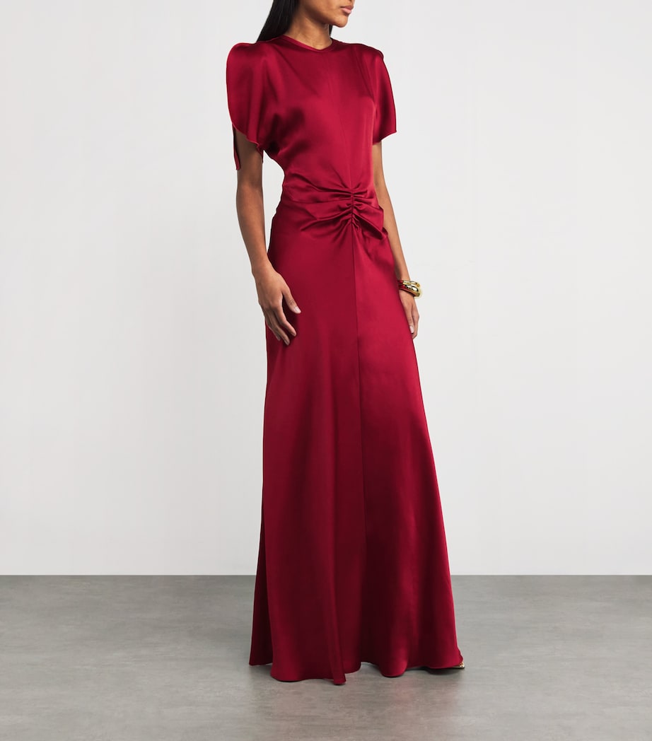 Victoria Beckham Red Gathered Waist Maxi Dress
