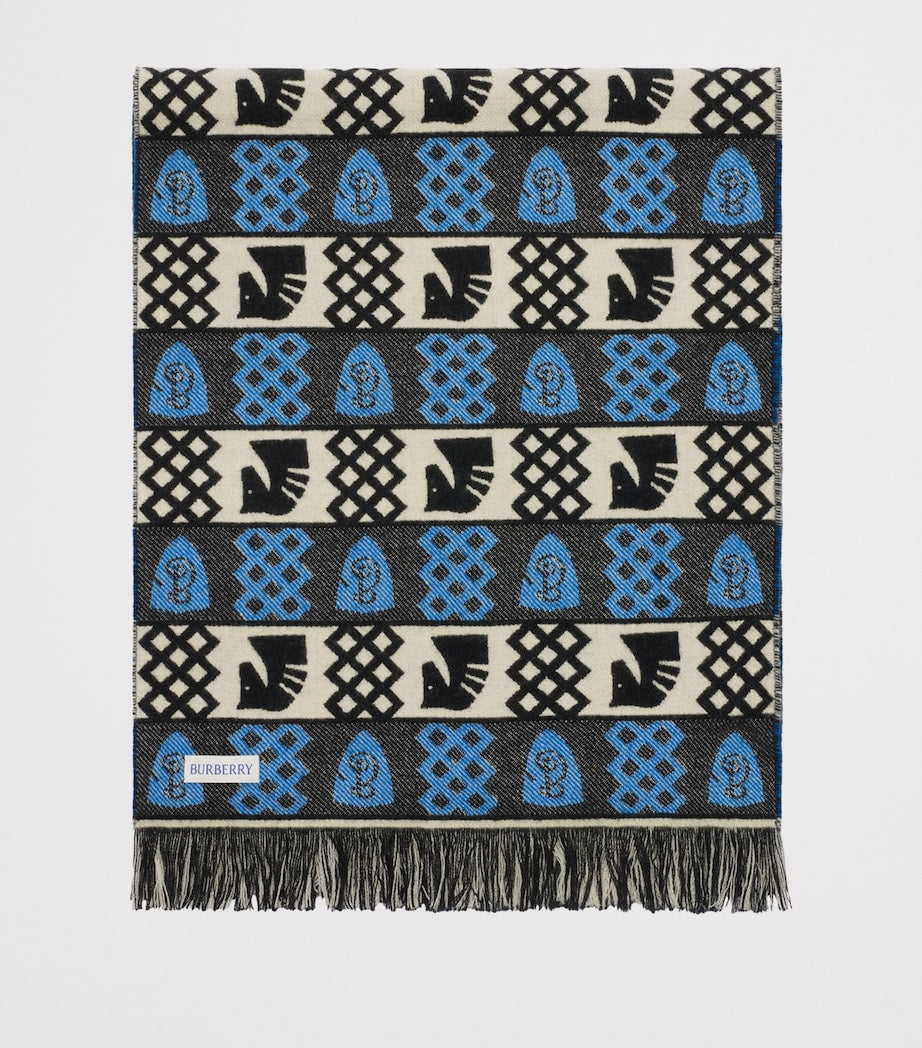 Burberry Black Wool Fair Isle Scarf