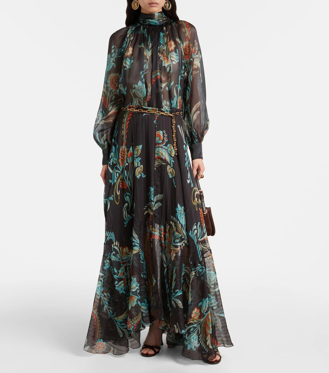 Etro - Floral sheer silk chiffon blouse