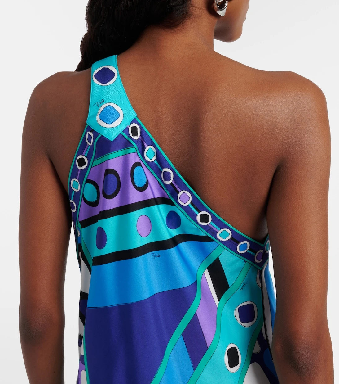 Pucci - Vivara asymmetric silk twill midi dress
