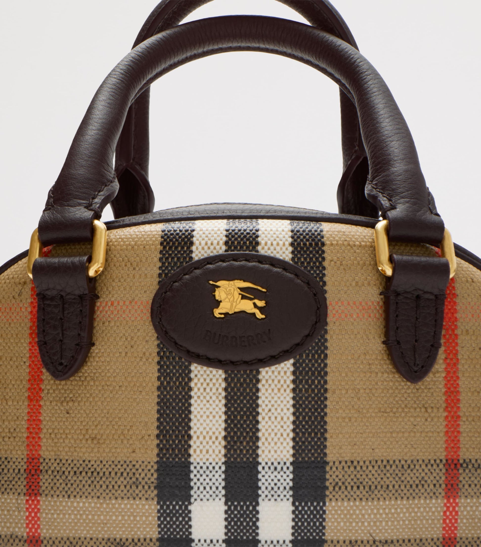Burberry Beige Mini Canvas Highlands Bowling Bag