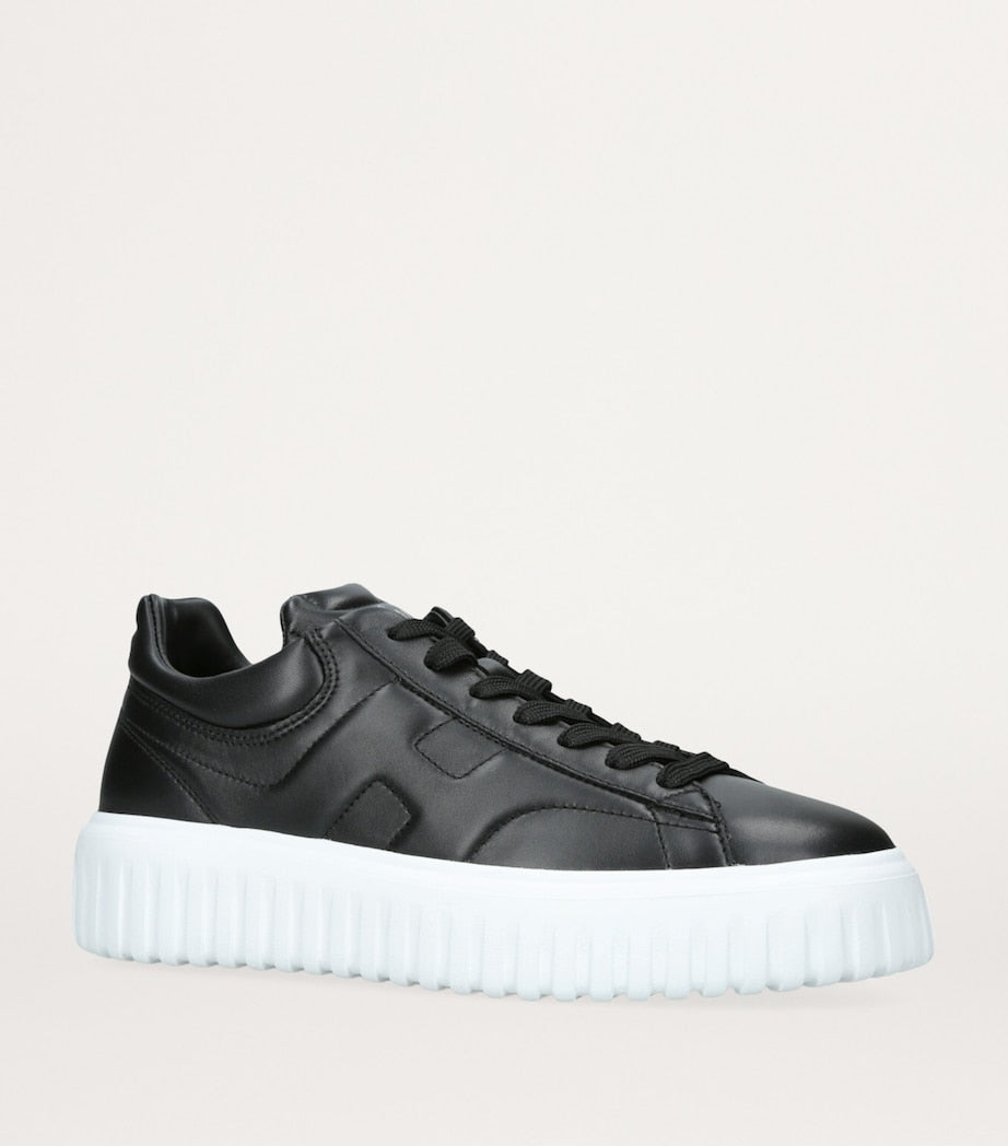 Leather H-Stripes Tread Sneakers BLK/WHITE