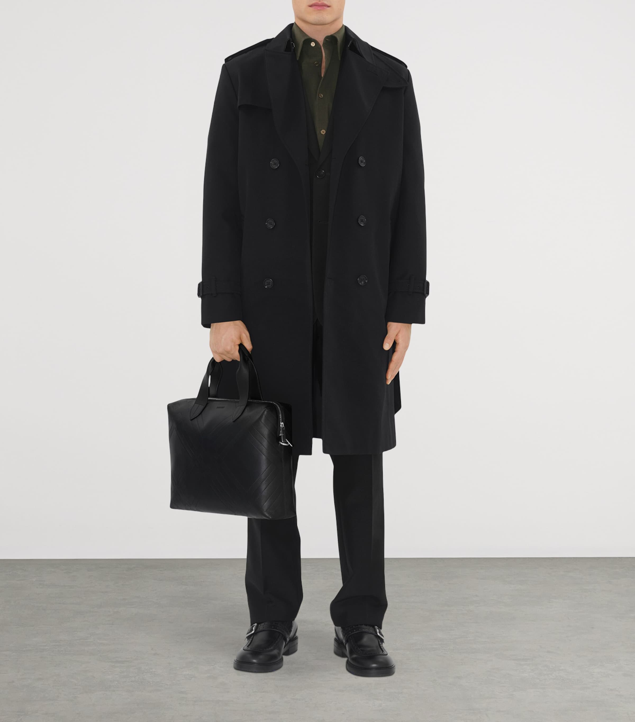 Burberry Leather Check-Embossed Briefcase