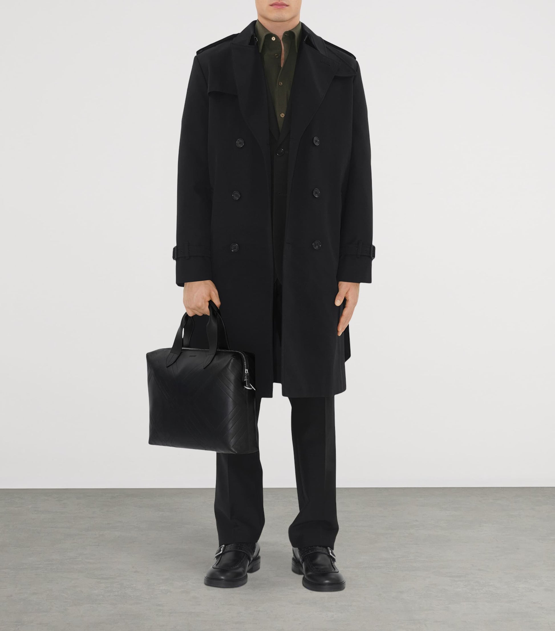 Burberry Leather Check-Embossed Briefcase