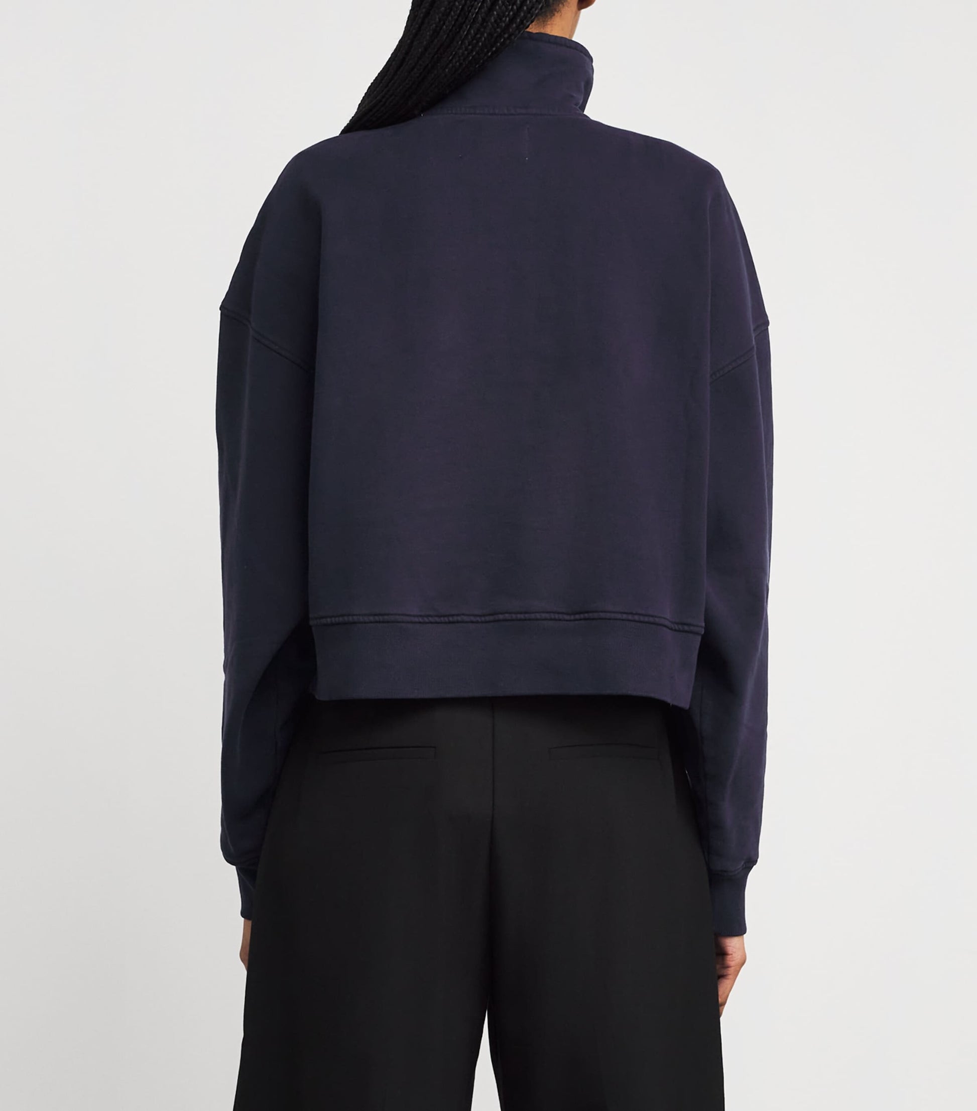 Navy Cotton Funnel-Neck Mirelle Sweatshirt