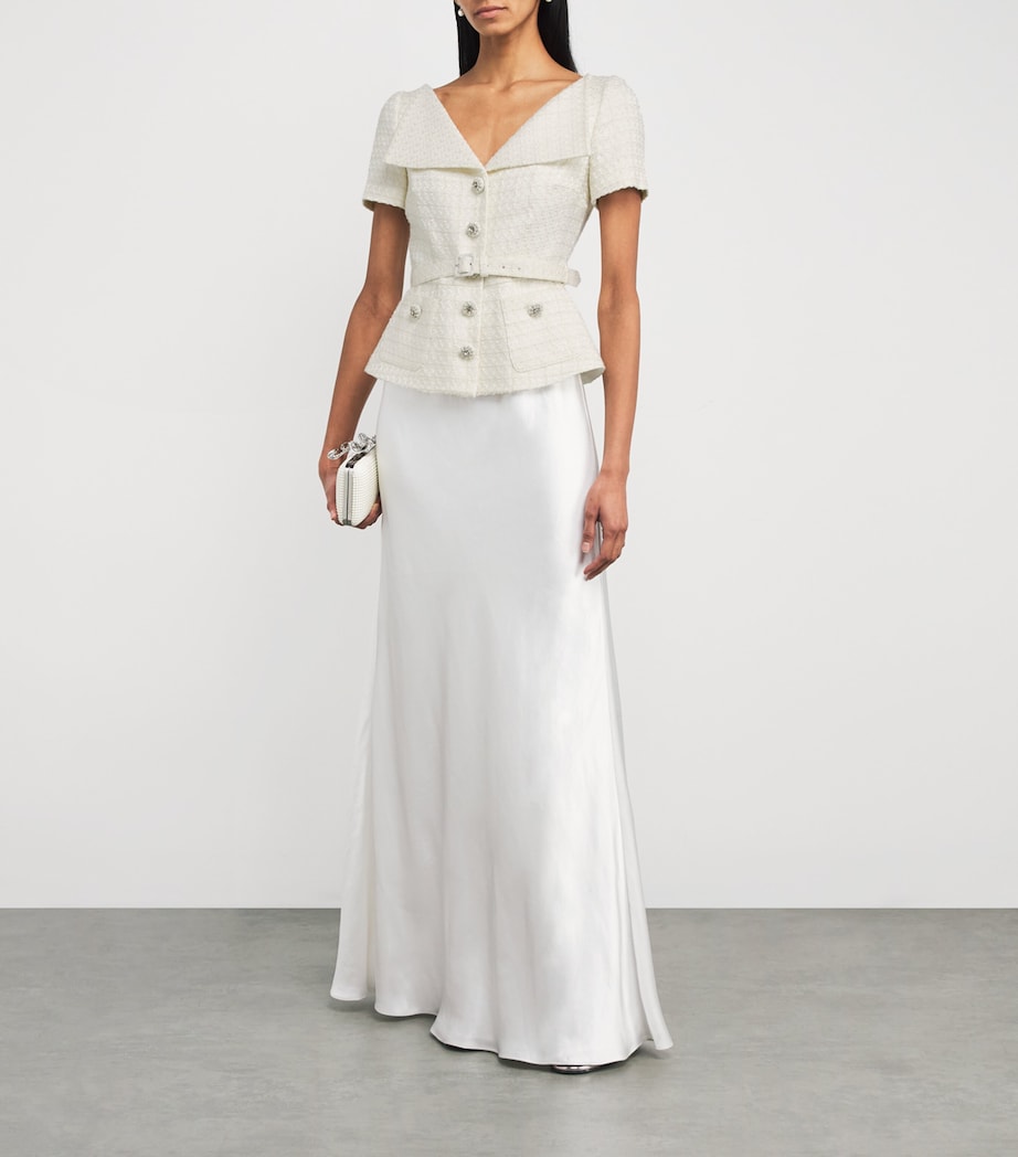 Self-Portrait Ivory Tailored Belted Maxi Dress