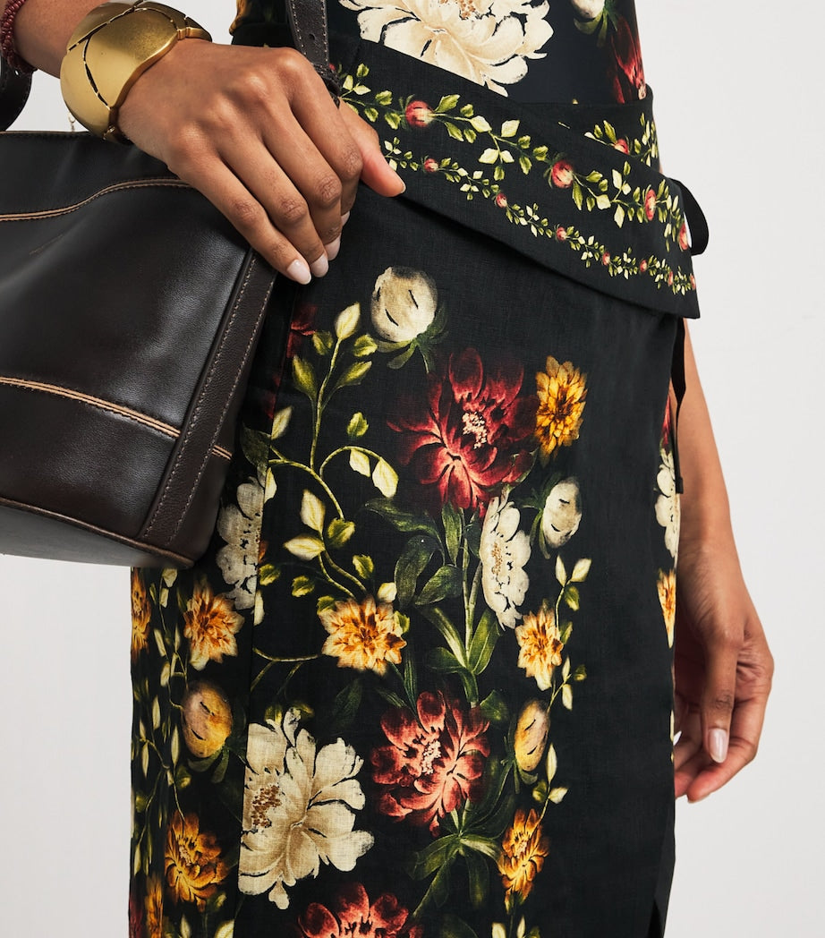 Multi Linen Floral Midi Pareo